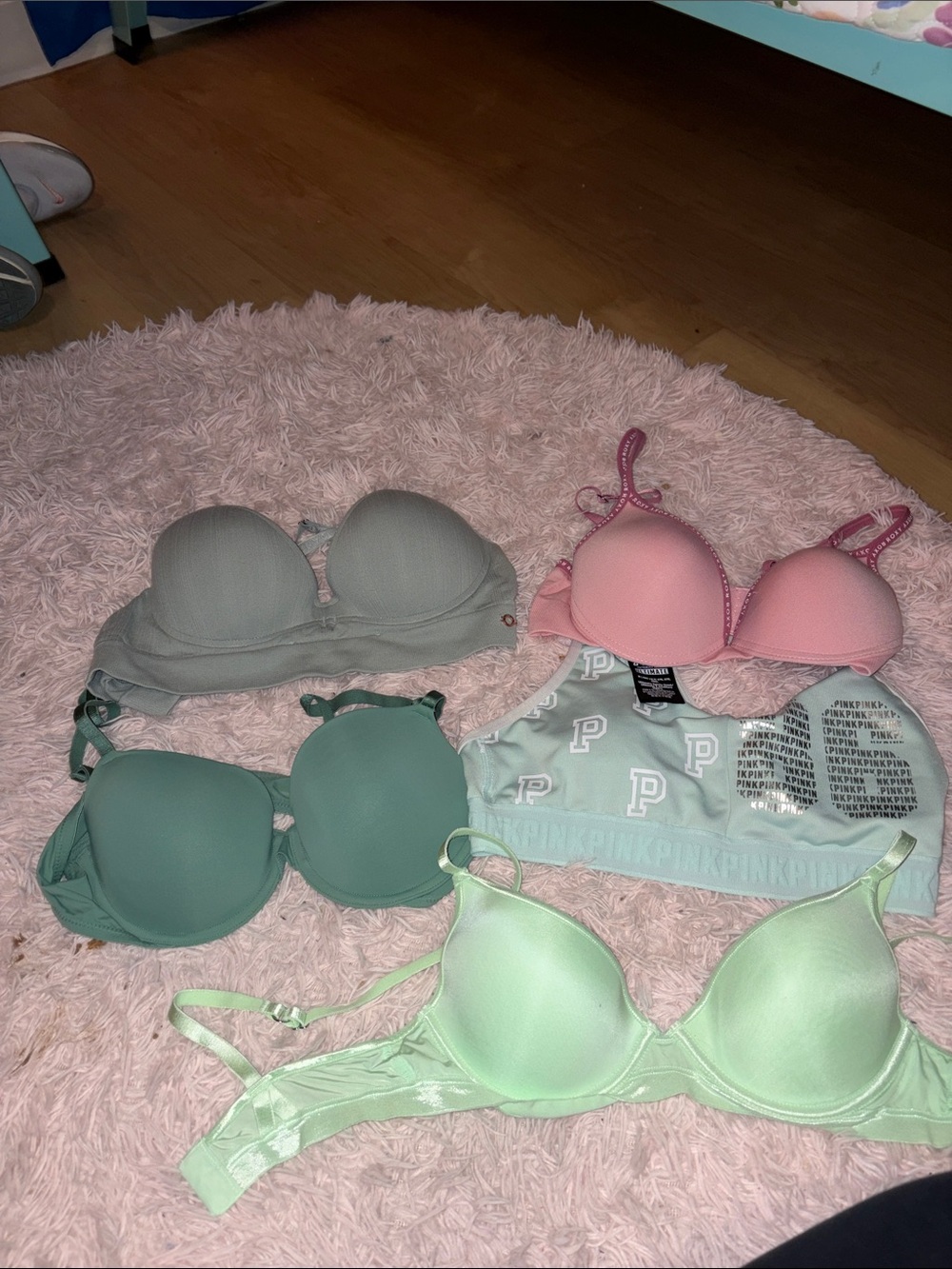 PINK Victoria's Secret Assorted Pastel Bras - Pink, Mint & Gray